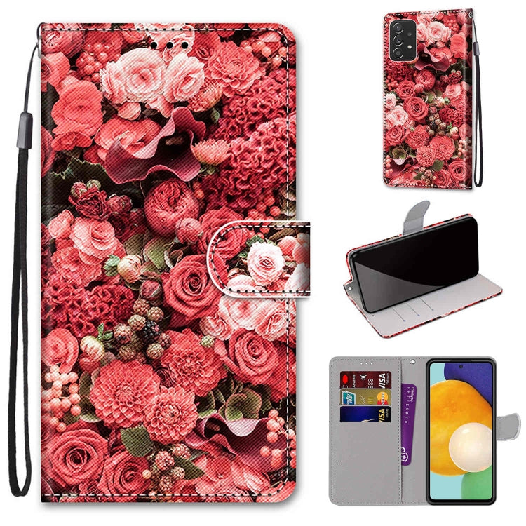 Coloured Drawing Cross Texture Horizontal Flip Leather Phone Case with Holder & Card Slots & Wallet & Lanyard, For Samsung Galaxy A53 5G, For Samsung Galaxy M52 5G