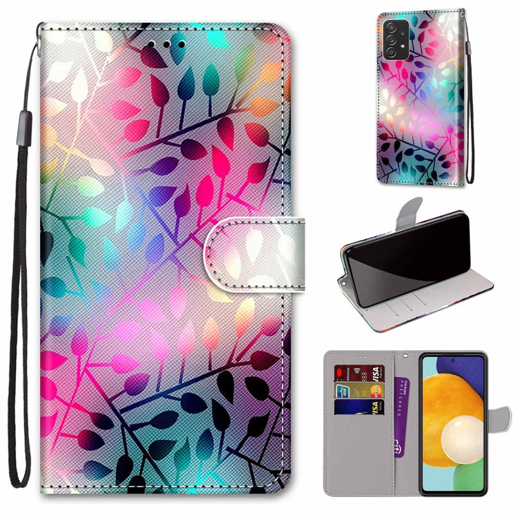 Coloured Drawing Cross Texture Horizontal Flip Leather Phone Case with Holder & Card Slots & Wallet & Lanyard, For Samsung Galaxy A53 5G, For Samsung Galaxy M52 5G