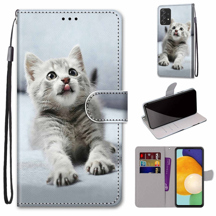 Coloured Drawing Cross Texture Horizontal Flip Leather Phone Case with Holder & Card Slots & Wallet & Lanyard, For Samsung Galaxy A53 5G, For Samsung Galaxy M52 5G