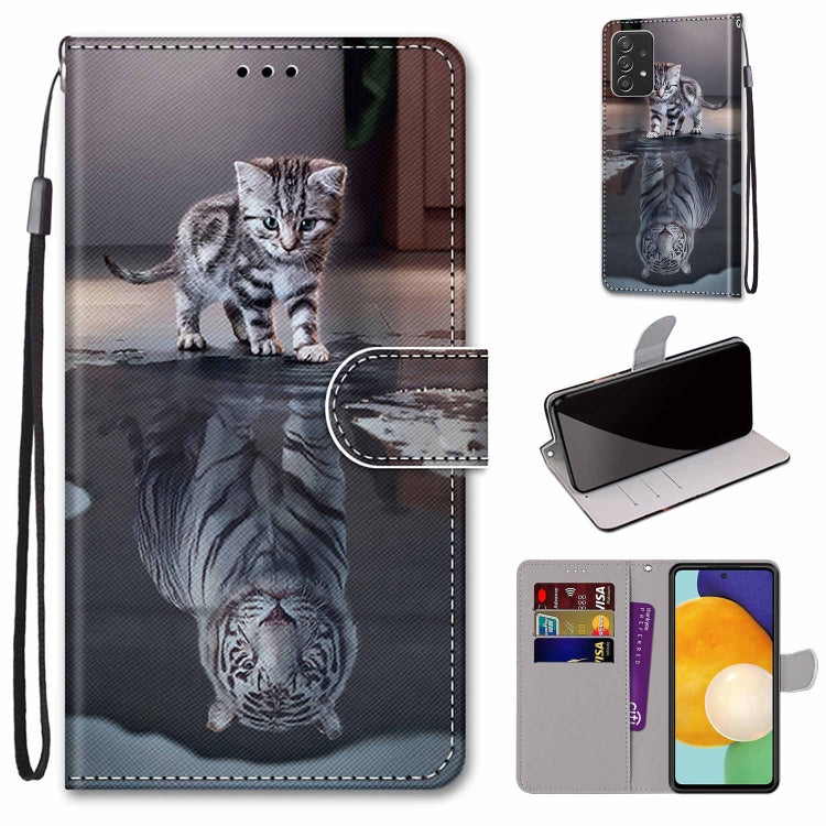Coloured Drawing Cross Texture Horizontal Flip Leather Phone Case with Holder & Card Slots & Wallet & Lanyard, For Samsung Galaxy A53 5G, For Samsung Galaxy M52 5G