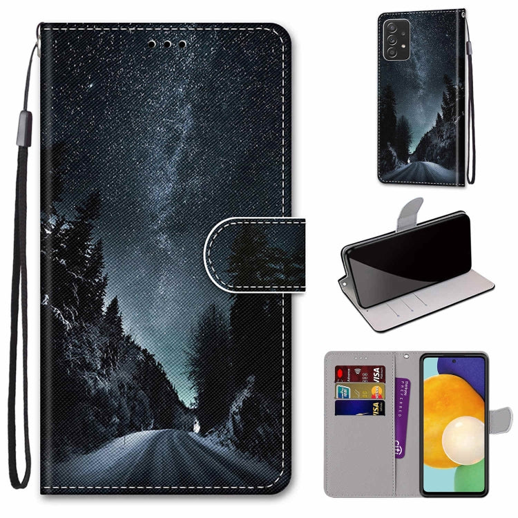 Coloured Drawing Cross Texture Horizontal Flip Leather Phone Case with Holder & Card Slots & Wallet & Lanyard, For Samsung Galaxy A53 5G, For Samsung Galaxy M52 5G