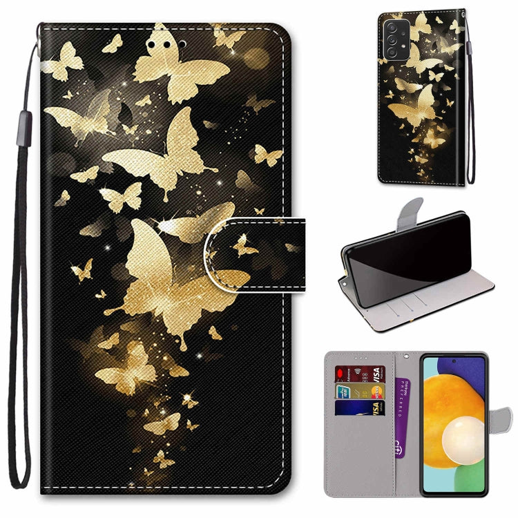 Coloured Drawing Cross Texture Horizontal Flip Leather Phone Case with Holder & Card Slots & Wallet & Lanyard, For Samsung Galaxy A53 5G, For Samsung Galaxy M52 5G