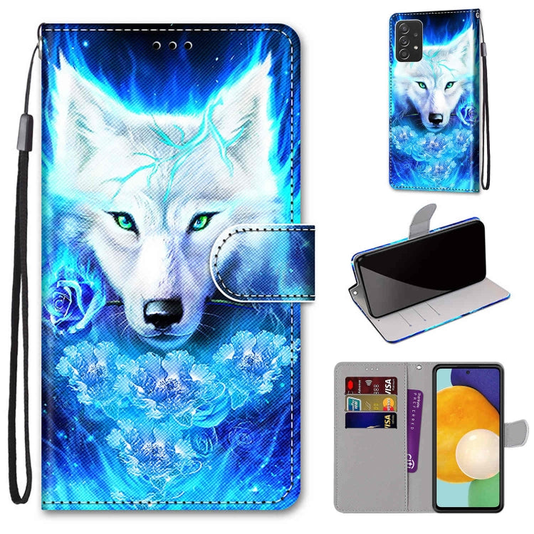 Coloured Drawing Cross Texture Horizontal Flip Leather Phone Case with Holder & Card Slots & Wallet & Lanyard, For Samsung Galaxy A53 5G, For Samsung Galaxy M52 5G