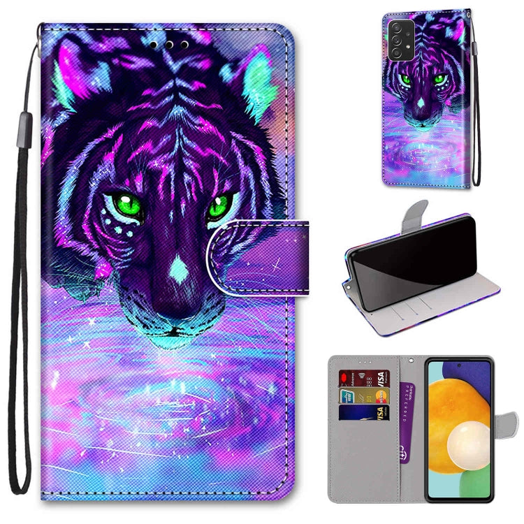Coloured Drawing Cross Texture Horizontal Flip Leather Phone Case with Holder & Card Slots & Wallet & Lanyard, For Samsung Galaxy A53 5G, For Samsung Galaxy M52 5G
