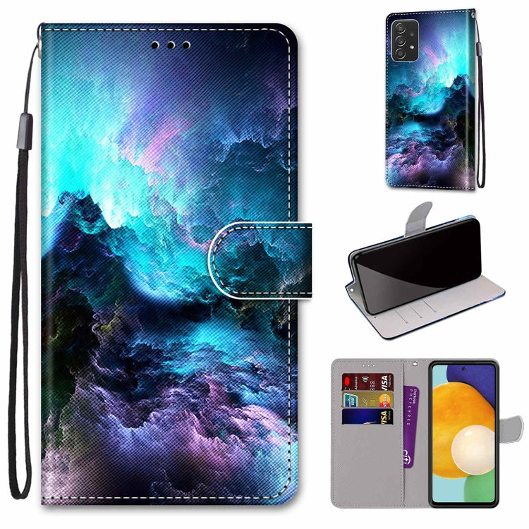 Coloured Drawing Cross Texture Horizontal Flip Leather Phone Case with Holder & Card Slots & Wallet & Lanyard, For Samsung Galaxy A53 5G, For Samsung Galaxy M52 5G