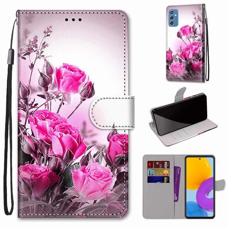 Coloured Drawing Cross Texture Horizontal Flip Leather Phone Case with Holder & Card Slots & Wallet & Lanyard, For Samsung Galaxy A53 5G, For Samsung Galaxy M52 5G