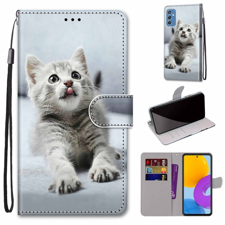 Coloured Drawing Cross Texture Horizontal Flip Leather Phone Case with Holder & Card Slots & Wallet & Lanyard, For Samsung Galaxy A53 5G, For Samsung Galaxy M52 5G