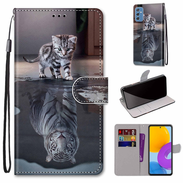 Coloured Drawing Cross Texture Horizontal Flip Leather Phone Case with Holder & Card Slots & Wallet & Lanyard, For Samsung Galaxy A53 5G, For Samsung Galaxy M52 5G
