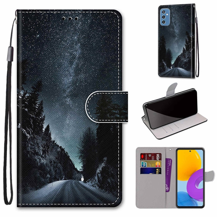 Coloured Drawing Cross Texture Horizontal Flip Leather Phone Case with Holder & Card Slots & Wallet & Lanyard, For Samsung Galaxy A53 5G, For Samsung Galaxy M52 5G