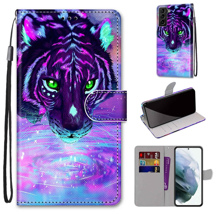 Coloured Drawing Cross Texture Horizontal Flip Leather Phone Case with Holder & Card Slots & Wallet & Lanyard, For Samsung Galaxy S22 5G, For Samsung Galaxy S22+ 5G