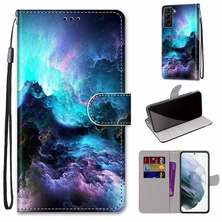 Coloured Drawing Cross Texture Horizontal Flip Leather Phone Case with Holder & Card Slots & Wallet & Lanyard, For Samsung Galaxy S22 5G, For Samsung Galaxy S22+ 5G