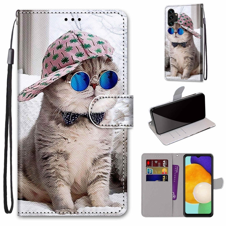Coloured Drawing Cross Texture Horizontal Flip PU Phone Leather Case with Holder & Card Slots & Wallet & Lanyard(Colorful Layer, For Samsung Galaxy A13 4G, For Samsung Galaxy A13 5G