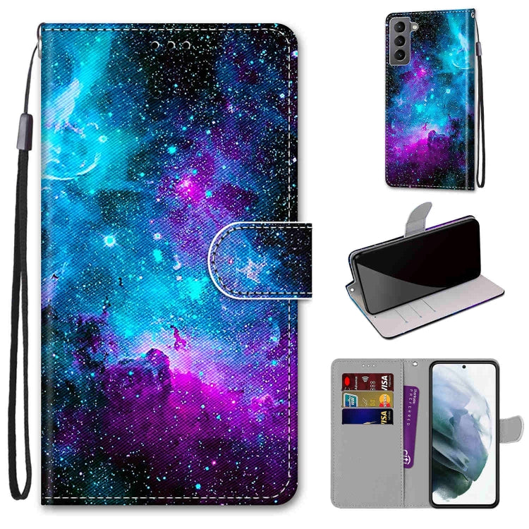 Coloured Drawing Cross Texture Horizontal Flip PU Phone Leather Case with Holder & Card Slots & Wallet & Lanyard(Colorful Layer, For Samsung Galaxy M52 5G, For Samsung Galaxy S22 5G