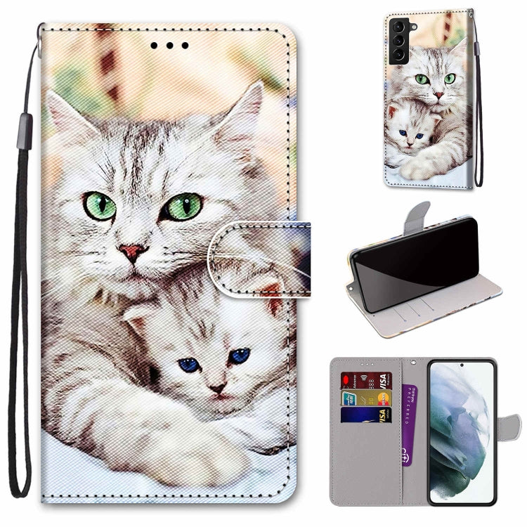 Coloured Drawing Cross Texture Horizontal Flip PU Phone Leather Case with Holder & Card Slots & Wallet & Lanyard(Colorful Layer, For Samsung Galaxy S22+ 5G, For Samsung Galaxy S22 Ultra 5G