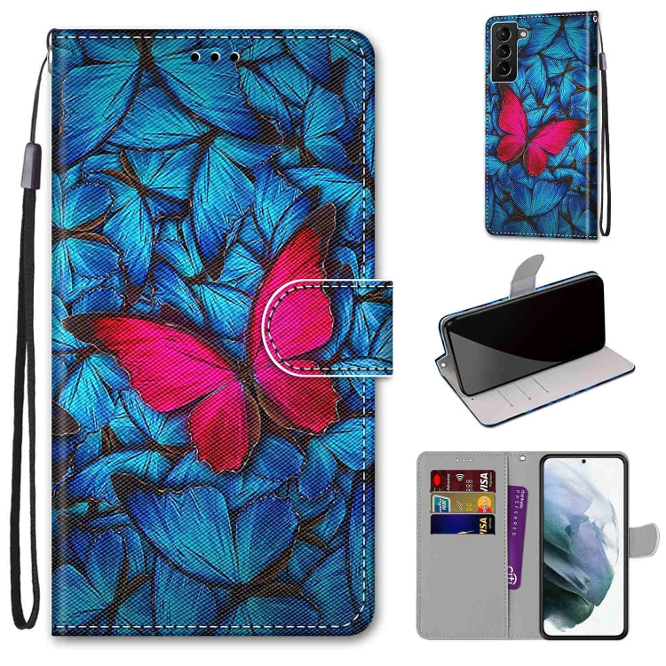 Coloured Drawing Cross Texture Horizontal Flip PU Phone Leather Case with Holder & Card Slots & Wallet & Lanyard(Colorful Layer, For Samsung Galaxy S22+ 5G, For Samsung Galaxy S22 Ultra 5G