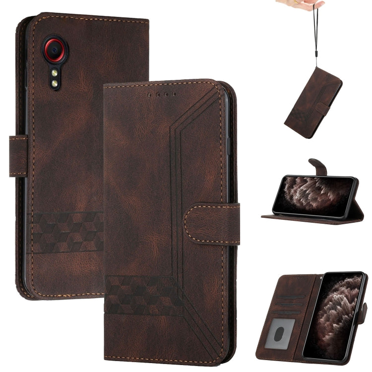 Cubic Skin Feel Flip Leather Phone Case, For Samsung Galaxy S22 Ultra 5G, For Samsung Galaxy Xcover 4, For Samsung Galaxy Xcover 5