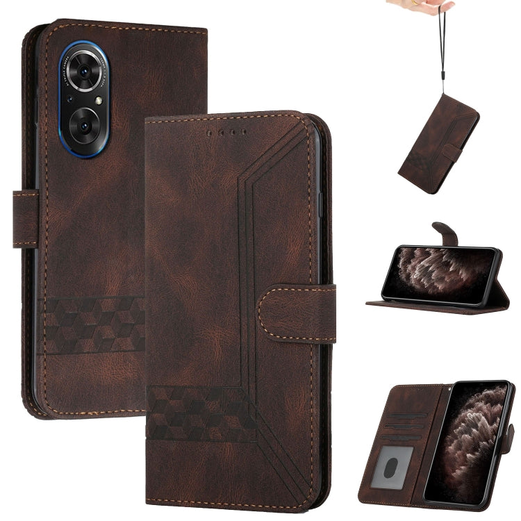 Cubic Skin Feel Flip Leather Phone Case, For Honor 50 Pro, For Honor 50 SE, For Honor V40 4G, For Honor V40 5G