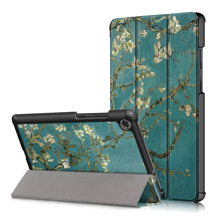 For Lenovo Tab M8 Coloured Drawing Pattern Horizontal Deformation Flip Leather Case with Three-folding Holder, Graffiti, Apricot Flower, Butterfly, Galaxy, Big Eye