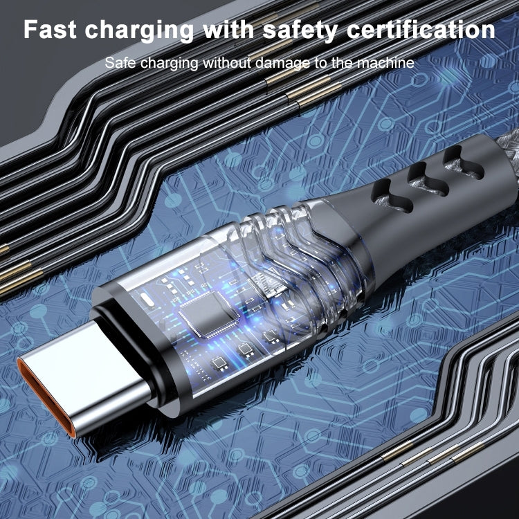 ADC-005 6A USB to USB-C / Type-C Weave Fast Charging Data Cable, 0.5m, 3m