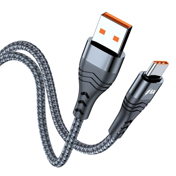 ADC-005 6A USB to USB-C / Type-C Weave Fast Charging Data Cable, 0.5m, 3m