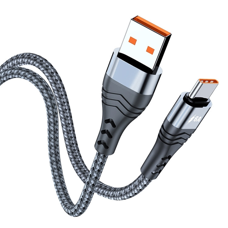 ADC-005 6A USB to USB-C / Type-C Weave Fast Charging Data Cable, 0.5m, 3m