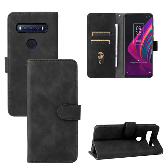 Solid Color Skin Feel Magnetic Buckle Leather Phone Case, For TCL 10 SE