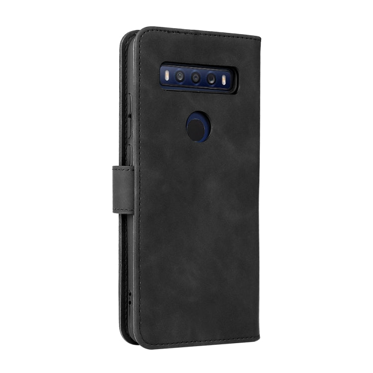 Solid Color Skin Feel Magnetic Buckle Leather Phone Case, For TCL 10 SE
