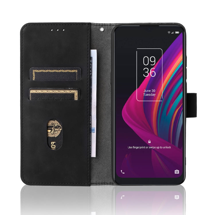 Solid Color Skin Feel Magnetic Buckle Leather Phone Case, For TCL 10 SE