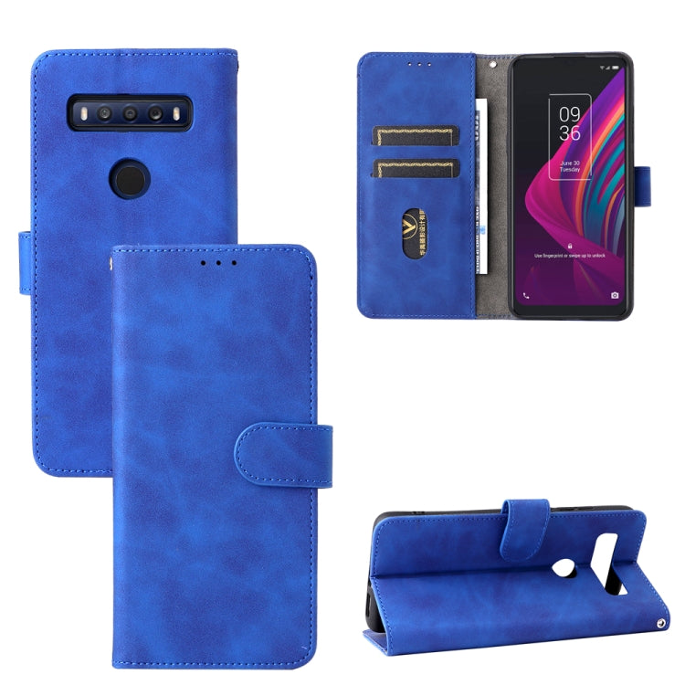 Solid Color Skin Feel Magnetic Buckle Leather Phone Case, For TCL 10 SE