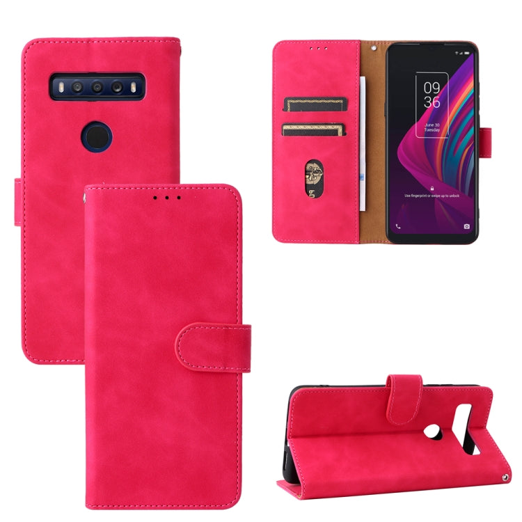 Solid Color Skin Feel Magnetic Buckle Leather Phone Case, For TCL 10 SE