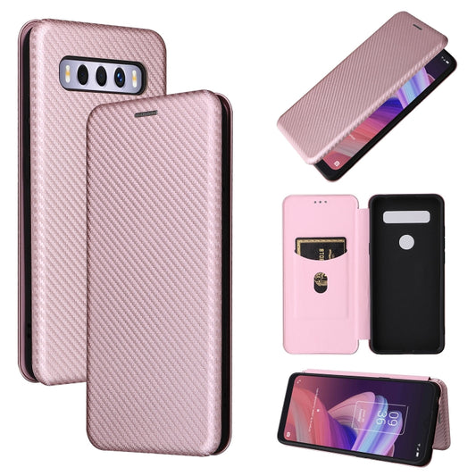 Carbon Fiber Texture Magnetic Leather Phone Case with Card Slot, For TCL 10 SE, For Motorola Edge 2021, For Motorola Moto G60S