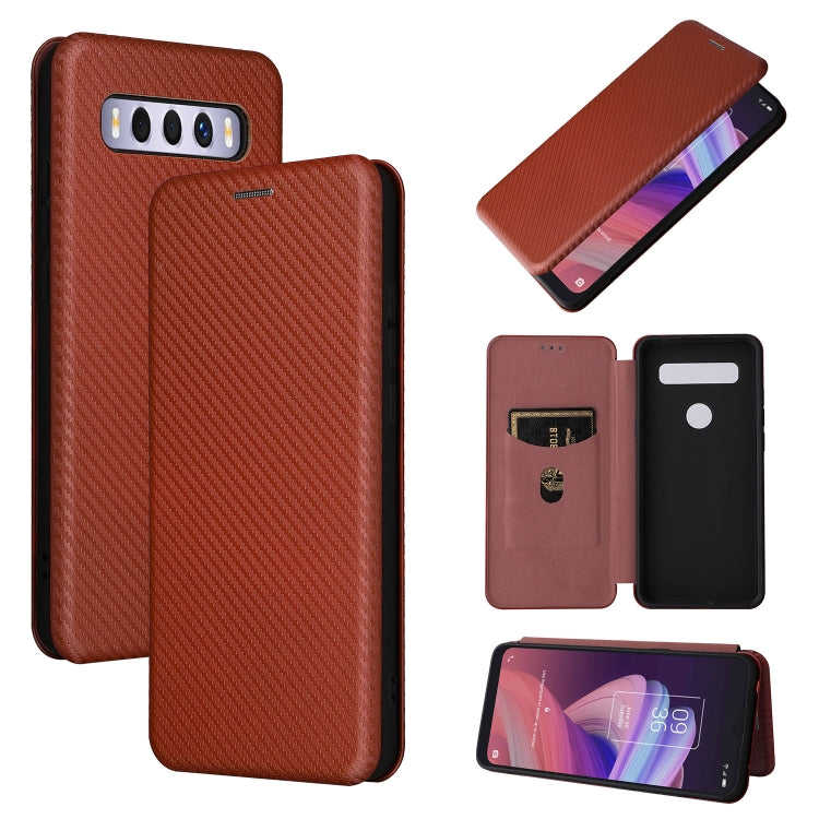 Carbon Fiber Texture Magnetic Leather Phone Case with Card Slot, For TCL 10 SE, For Motorola Edge 2021, For Motorola Moto G60S