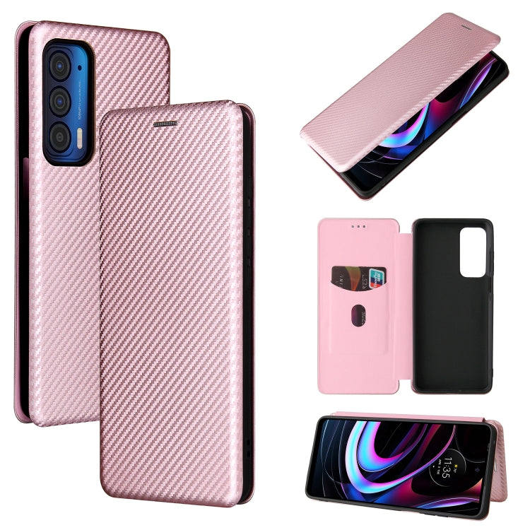 Carbon Fiber Texture Magnetic Leather Phone Case with Card Slot, For TCL 10 SE, For Motorola Edge 2021, For Motorola Moto G60S