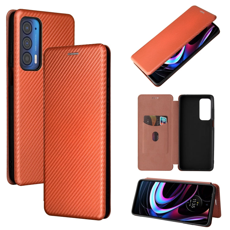 Carbon Fiber Texture Magnetic Leather Phone Case with Card Slot, For TCL 10 SE, For Motorola Edge 2021, For Motorola Moto G60S