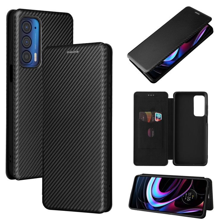 Carbon Fiber Texture Magnetic Leather Phone Case with Card Slot, For TCL 10 SE, For Motorola Edge 2021, For Motorola Moto G60S