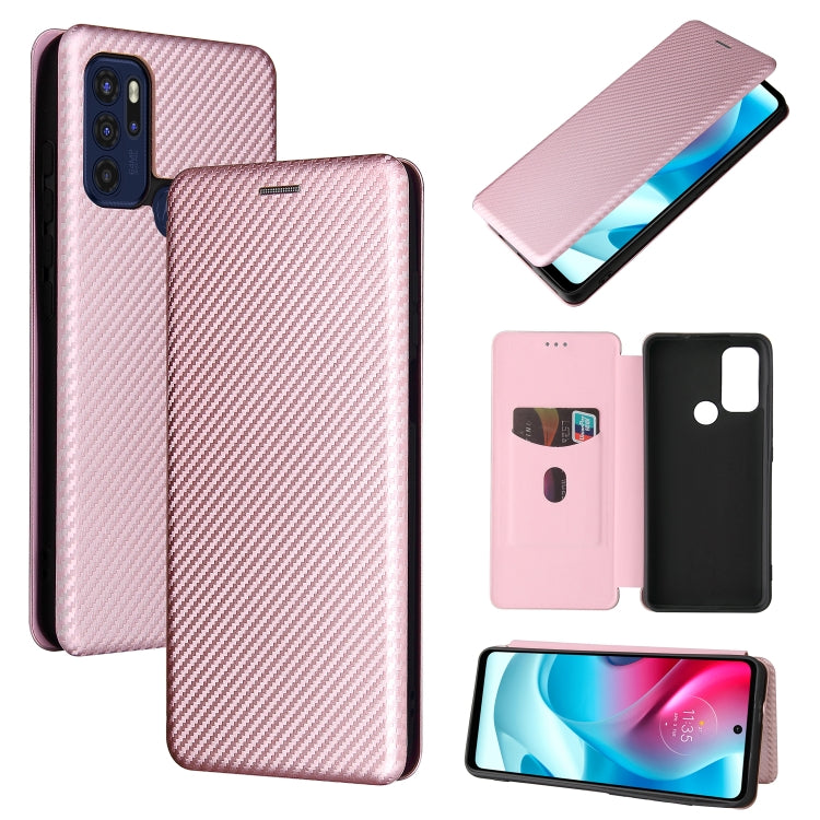 Carbon Fiber Texture Magnetic Leather Phone Case with Card Slot, For TCL 10 SE, For Motorola Edge 2021, For Motorola Moto G60S