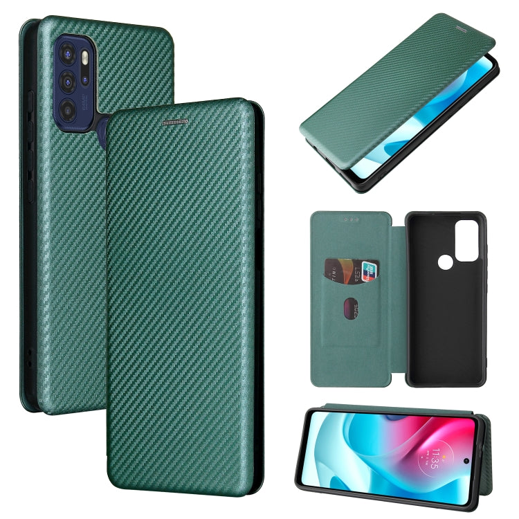 Carbon Fiber Texture Magnetic Leather Phone Case with Card Slot, For TCL 10 SE, For Motorola Edge 2021, For Motorola Moto G60S
