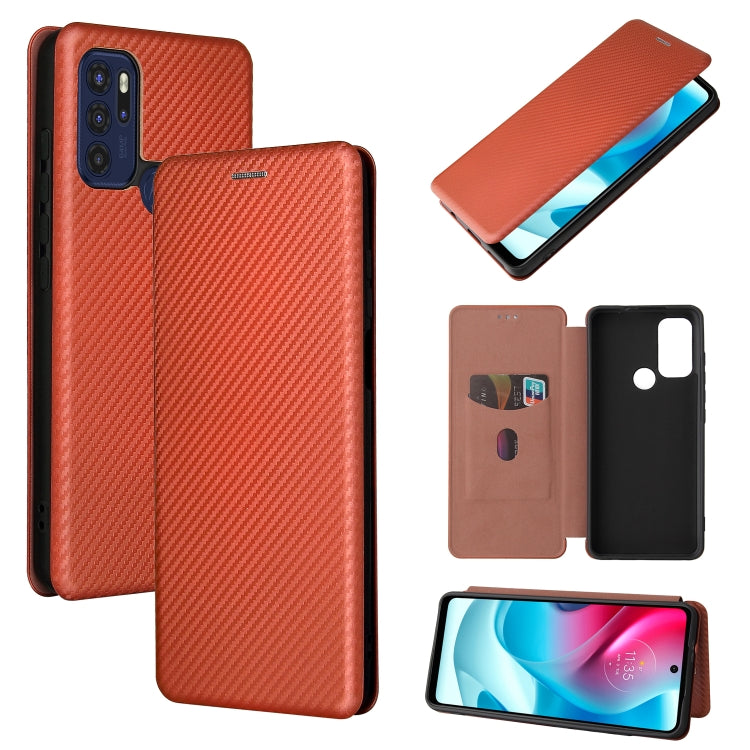 Carbon Fiber Texture Magnetic Leather Phone Case with Card Slot, For TCL 10 SE, For Motorola Edge 2021, For Motorola Moto G60S