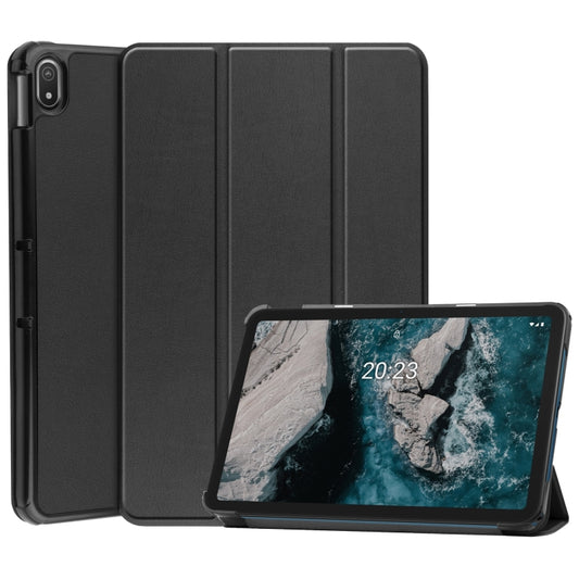 Three-folding Holder Custer Texture Leather Tablet Case, For Nokia T20