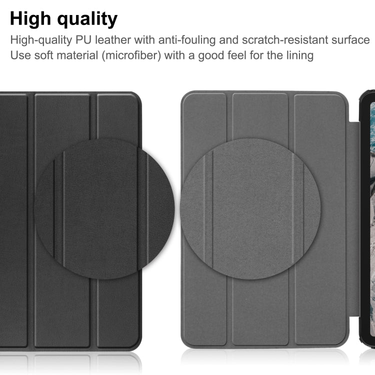 Three-folding Holder Custer Texture Leather Tablet Case, For Nokia T20