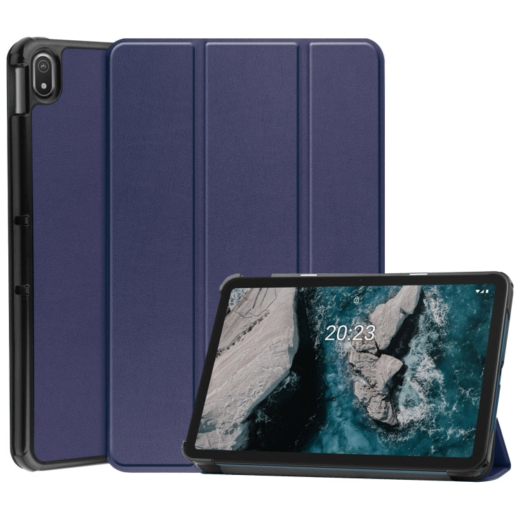 Three-folding Holder Custer Texture Leather Tablet Case, For Nokia T20
