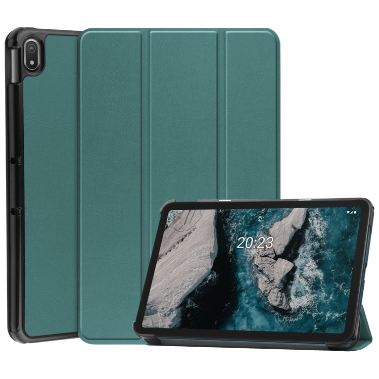 Three-folding Holder Custer Texture Leather Tablet Case, For Nokia T20