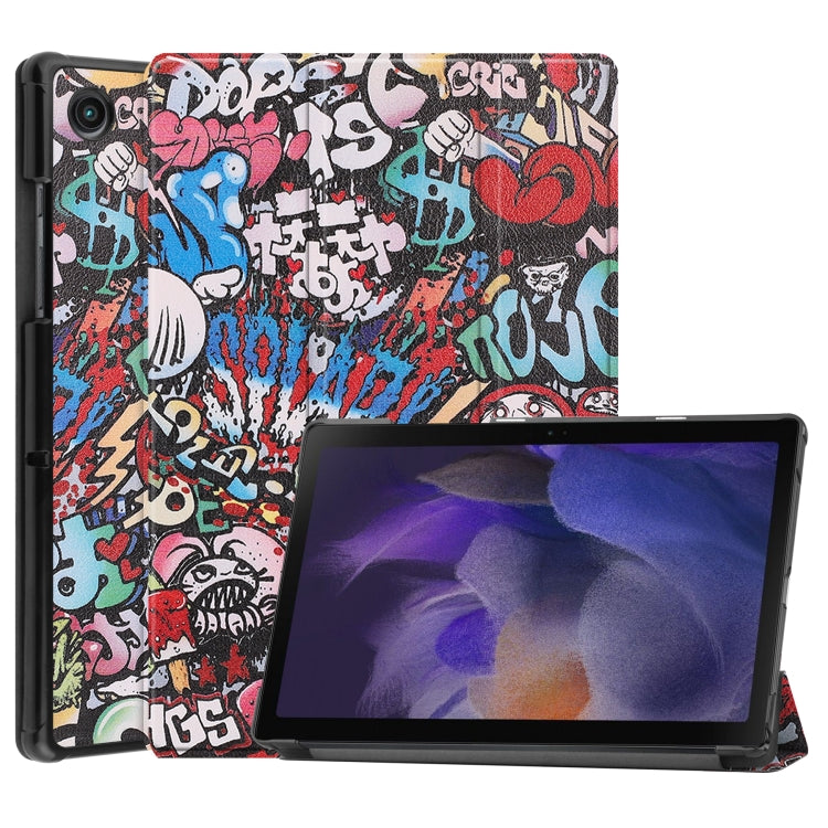 Painted Leather Tablet Case with 3-Fold Holder, For Samsung Galaxy Tab A8 2021