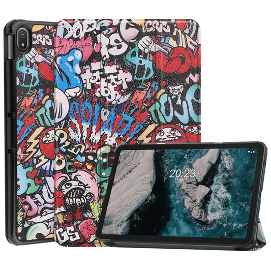 Painted Leather Tablet Case with 3-Fold Holder, For Nokia T20