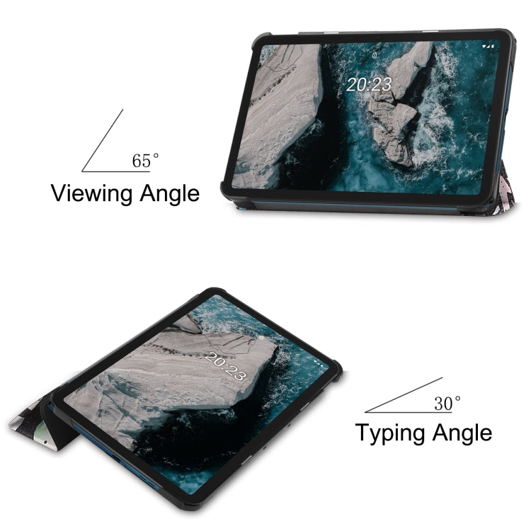 Painted Leather Tablet Case with 3-Fold Holder, For Nokia T20
