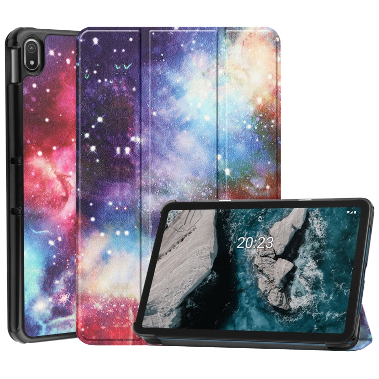 Painted Leather Tablet Case with 3-Fold Holder, For Nokia T20