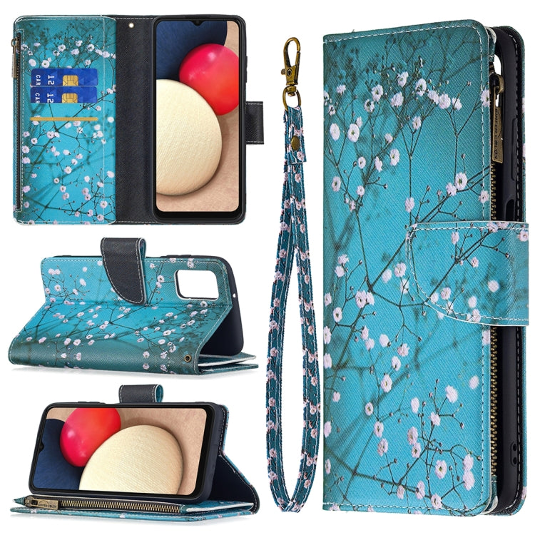 Colored Drawing Zipper Leather Phone Case, For Samsung Galaxy A03s 166mm