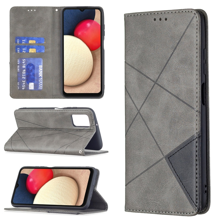 Rhombus Texture Magnetic Leather Phone Case, For Samsung Galaxy A03s 166mm