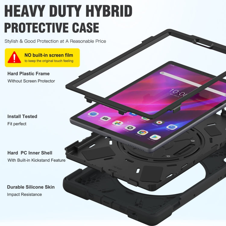 Silicone + PC Protective Tablet Case with Holder & Shoulder Strap, For Lenovo Tab K10 / M10 Plus