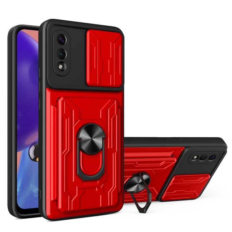 Camera Cover Phone Case with Card Slot & Holder, For Samsung Galaxy A02 / M02, For Samsung Galaxy A32, For Samsung Galaxy S20 FE, For Samsung Galaxy S20+, For Samsung Galaxy S21 Ultra 5G, For Samsung Galaxy A02s EU Version